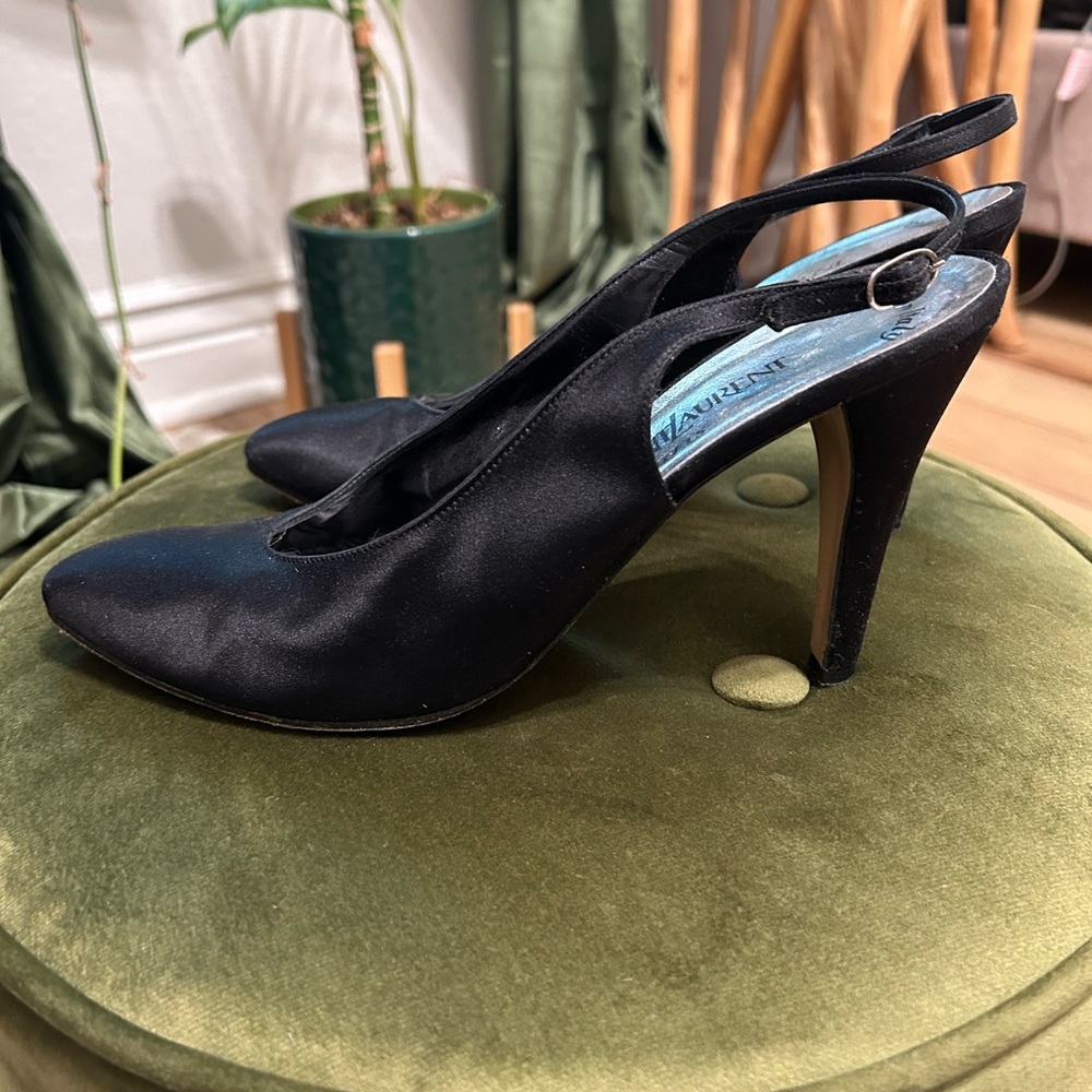 Black YSL Sling Back Pumps